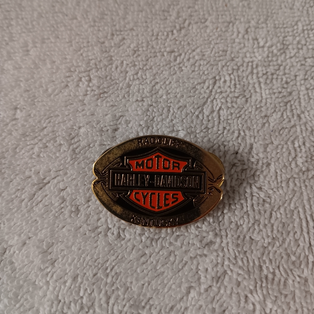 Harley-Davidson Gold and Orange Emblem Pin